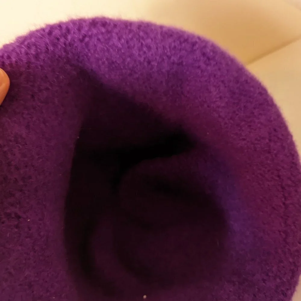 Handmade Boho Bucket Hat Knit Flower Curled Brim Purple Retro Old Timey Vintage‎ - Picture 4 of 7